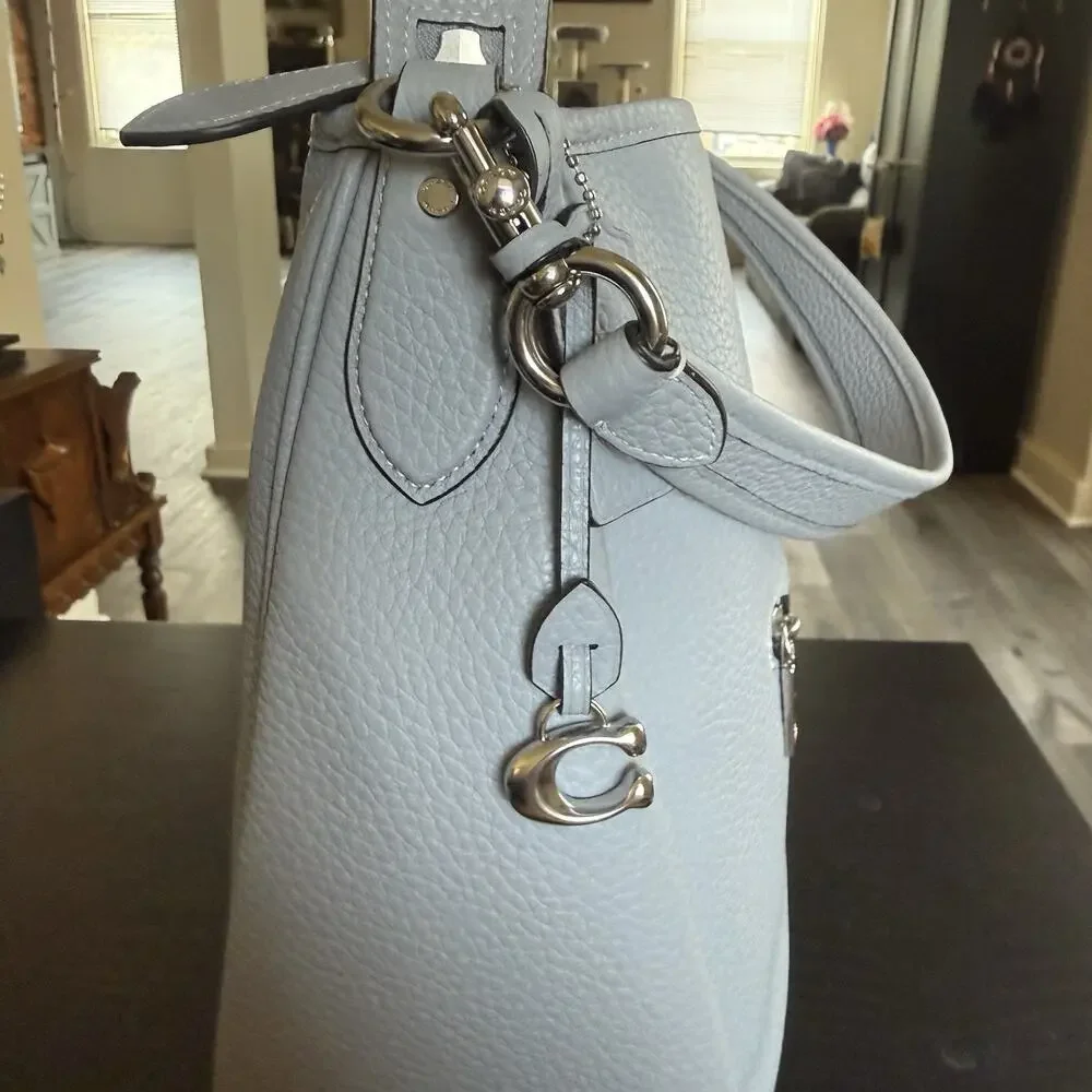 COACH Cary Shoulder Bag Blue Grey CC435 Leather